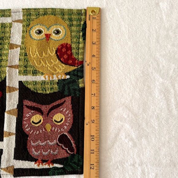 Set of 2 Owl Tapestry Placemats Woodland Boho Folk Art Woven Table Decor VTG - Picture 6 of 6